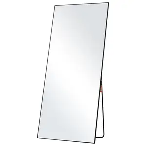 【fathersdaygift】VEVOR Full Length Mirror, 71'' x 31'', Extra Large Standing Hanging or Leaning Rectangle Floor Tempered Mirror with Stand Aluminum Alloy Frame, Full Body Dressing Mirror for Living Room Bedroom, Black Decor Wall