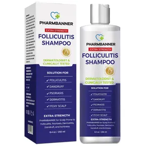 PHARMBANNER Anti-Fungal Shampoo – Relief for Folliculitis, Seborrheic Dermatitis & Scalp Psoriasis | Soothes Itchy, Dry Scalp | 8.4 oz
