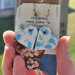Ceramic Blue Splash Heart Earrings