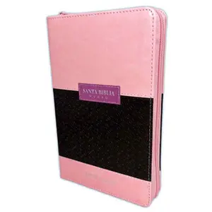 Biblia para Mujer con Cierre Letra Grande 12 puntos RV1960 imi piel rosa y café con índice