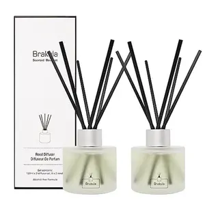 2 Packs Reed Diffuser Set- Bamboo & White Tea Scented Home Fragrance, 16 Diffuser Sticks for Bathroom, Living Room, Home Decor & Office Decor
