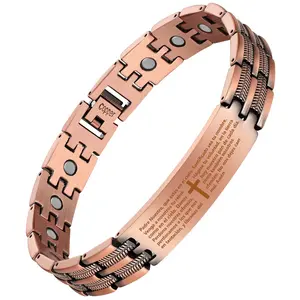 City Fashion Copper Cross Bracelet for Men - Ultra Strength Magnetic Mens Cross Jewelry Set - Adjustable Magnetic Bracelet with Sizing Tool Jewelry Box Spring Statements-Stylish Accessories-Elegant Design