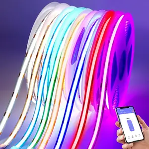 12V COB LED Strip Light, RGB Color Changing LED Light Strip, LED Ambient Light Strip for Home DIY Project, Room & Cabinet Lighting, Background Light Strip