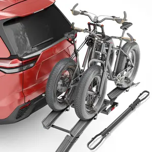 【EYOUHZ】Upgraded 200lbs Hitch E-Bike Rack with Ramp – Fits 2 E-Bikes, 2" Receiver, Foldable & Tilting Platform for Cars, SUVs, Trucks, Compatible with Fat Tires up to 5"