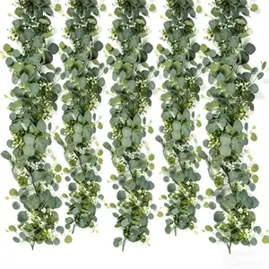 Five-Piece 180cm Artificial Eucalyptus and Starflower Combo, Ideal for Weddings, Events, Home Decor, Year-Round Use