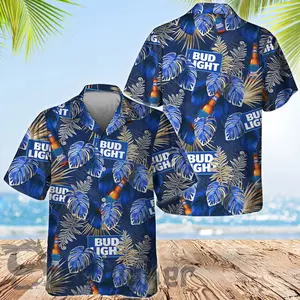 Bud Light Palm Tropical Vibe Hawaii Shirt Personalized Retro Hawaiian Shirt Summer Shirt Gift For Him Gift For Her Father Gift Mother Aloha Shirt Beach Outfit Floral Tropical Hawaii Shirt