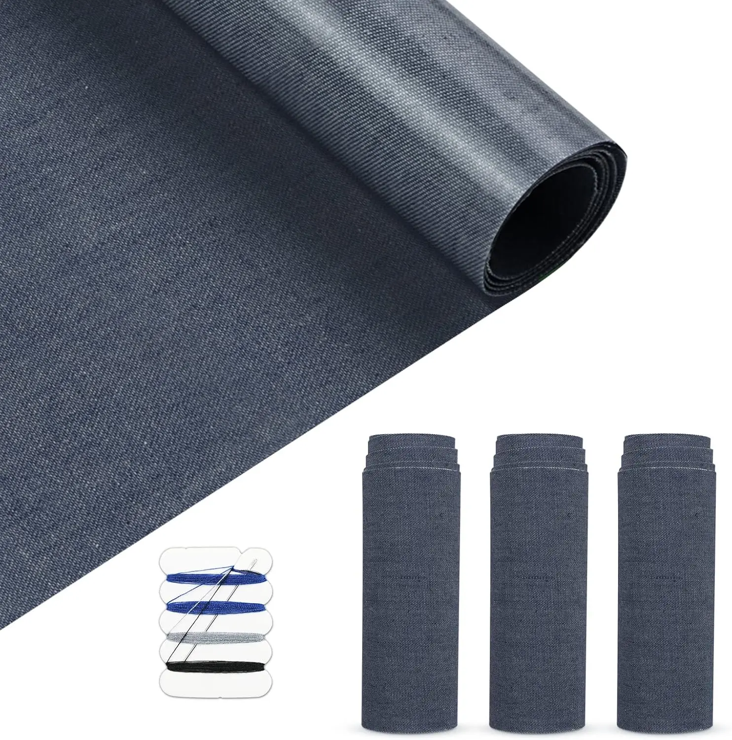 Iron-On Denim Patches, 4 Rolls of 4"x20" Dark Blue Fabric - Unisex Kit for Fixing Tears and Holes in Jeans, Versatile for Inside Repairs & a Seamless Match, Practical