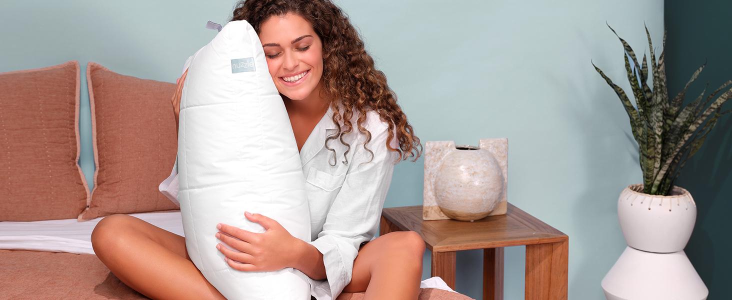 Nuzzle Cooling Adjustable Pillow for Side Sleepers, Luxury Bed Pillow Hotel Collection - Best Adjust Height Soft Firm Pillow for Back, Stomach or Side Sleepers - Home Gifts