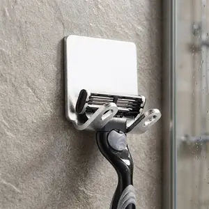 Strong adhesive bathroom wall mount organizer, waterproof Shaving Razor Holder for Men, Space-Saving Vanity Shelf, Anti-Slip Shower Storage Rack, Bath Accessories, Wall Mounted Hook