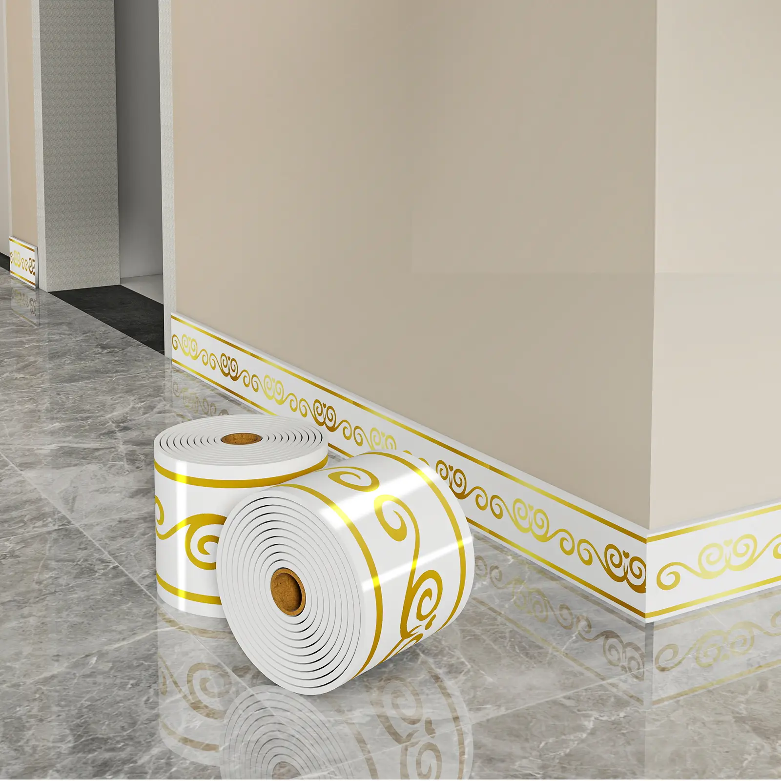 Self-adhesive PVC marble tile panel wallpaper, peel and stick, DIY removable with no residue, waterproof, wear-resistant and durable for walls, doors, stairs, kitchens, bathrooms, cabinet edges, floor borders, and home décor