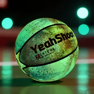 Yeah Shoot Official 7-Inch Holographic Reflective Basketball, Professional Training & Game Ball, Blue Splash Design, Outdoor Use, Indoor Outdoor Basketball