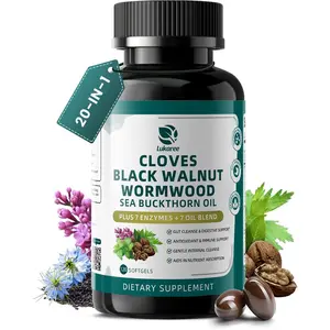 Lukaree Wormwood Black Walnut Softgels, 20-in-1 Extra Strength, Digestive Health, 10X Concentrated- 120 CT