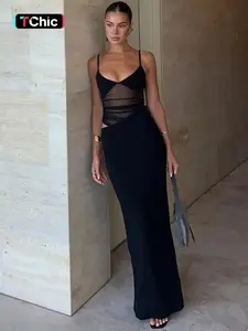 2026 Women's Cut Out Sheer Mesh Cami Dress, Sexy Chic Sleeveless Spaghetti Strap Dress for Party Club Dating Wear, Ladies Summer Clothes