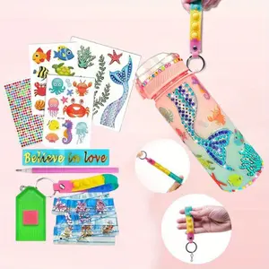 1 Set of DIY Mermaid Water Bottles, Water Bottle Set for Girls Aged 4-10, Mermaid Painting Crafts, Interesting Handicraft Gifts, Suitable for Girls' Birthdays and Easter Gifts
