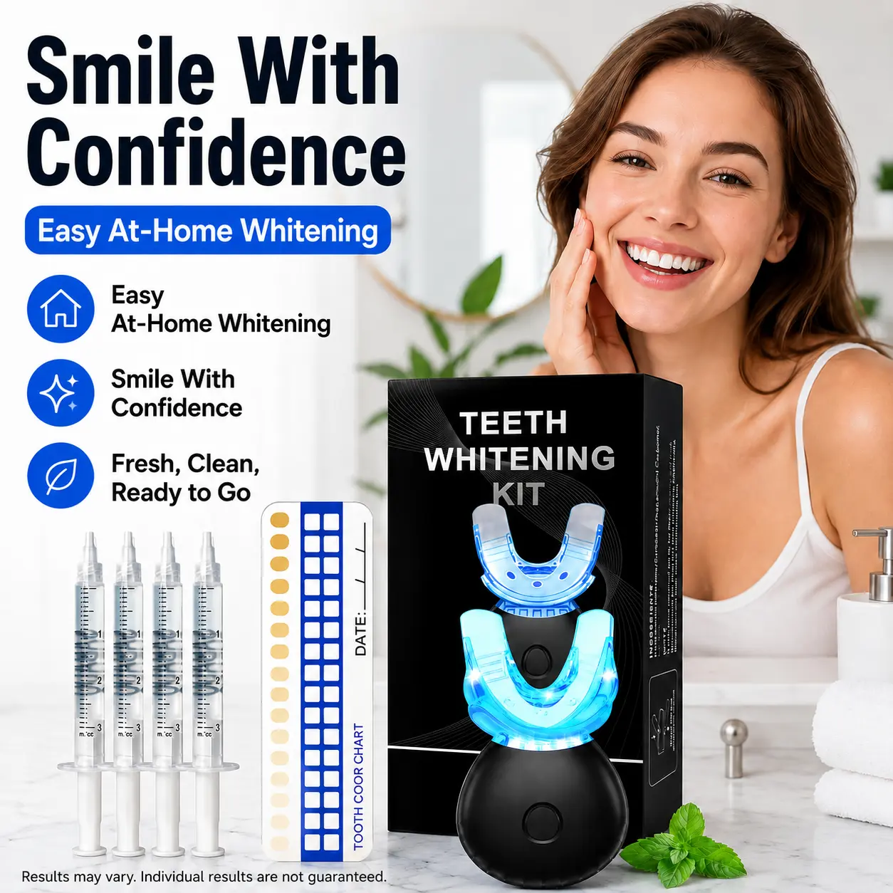 35% Teeth Whitening Gel for Trays, Retainers & Aligners – Dentist Strength Carbamide Peroxide Whitener, 30 Treatments, 4 Syringes（3ml） smile