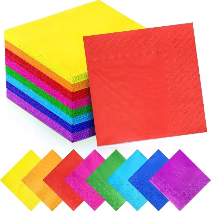 Disposable Rainbow Cocktail Napkins, 320 Pieces 8 Assorted Colors 10 x 10 Inches, Disposable Tableware for Wedding, Birthday Party Supplies (Home & Festive Use)