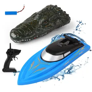 2.4G Remote Control Alligator Boat Toy, Rechargeable Electric Remote Control Boat Toy, Summer Water Toy for Pool & Lake, Birthday Gift