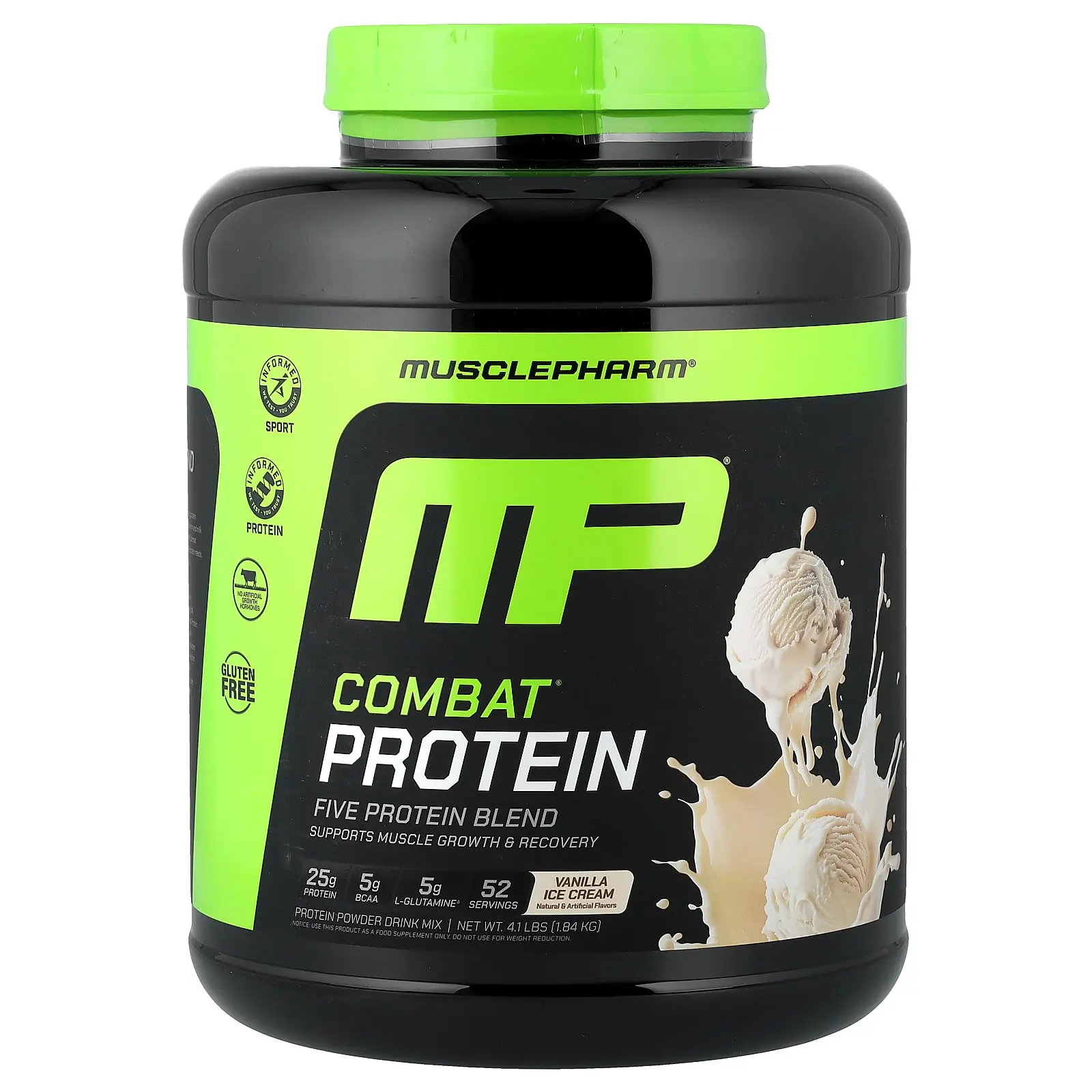 MusclePharm Combat® Protein Powder, Vanilla Ice Cream, 4.1 lbs (1.84 kg)