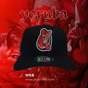 Yoruba Black Cotton Hat - SnapBack, Rubber Patch Logo, Comfortable Cotton Material, Durable Design for Sun Protection (SnapBack hat)