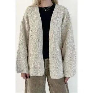 Stowe Open Front Knit Cardigan in Oatmeal - Relaxed Oversized Fit, Marled Knit Texture, Versatile Layering Piece for Cool Mornings & Cozy Evenings