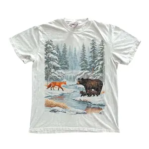 Vintage Bear and Fox T-Shirt, Nature Graphic Tee, Cottagecore Unisex Cotton Shirt, Gift for Nature Lovers