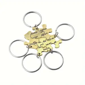 YOOMA 1set Matching Puzzle Keyring Set For Men, Always Together Never Apart Maybe In Distance But Never At Heart Keychain, Best Friend Friendship Family Gift