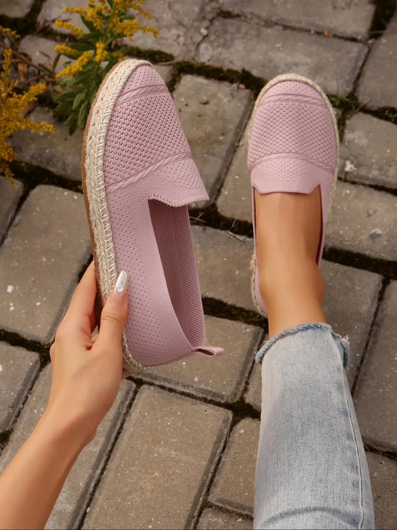Women's Fashionable Plain Color Espadrilles, Casual Comfortable Flat Walking Shoes for Daily Wear, Lightweight Breathable Shoes for All Seasons, Girl