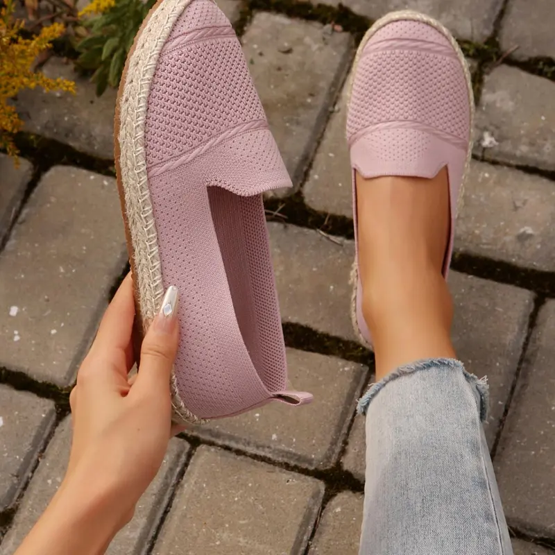 Women's Fashionable Plain Color Espadrilles, Casual Comfortable Flat Walking Shoes for Daily Wear, Lightweight Breathable Shoes for All Seasons, Slip on Flats, Girl