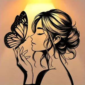 Elegant Butterfly Lady Motif Metal Wall Art Classic Sculpture, Home Office Kitchen Living Room Bedroom Cafe Decoration, Artistic Vintage Collectible Reusable, Gift