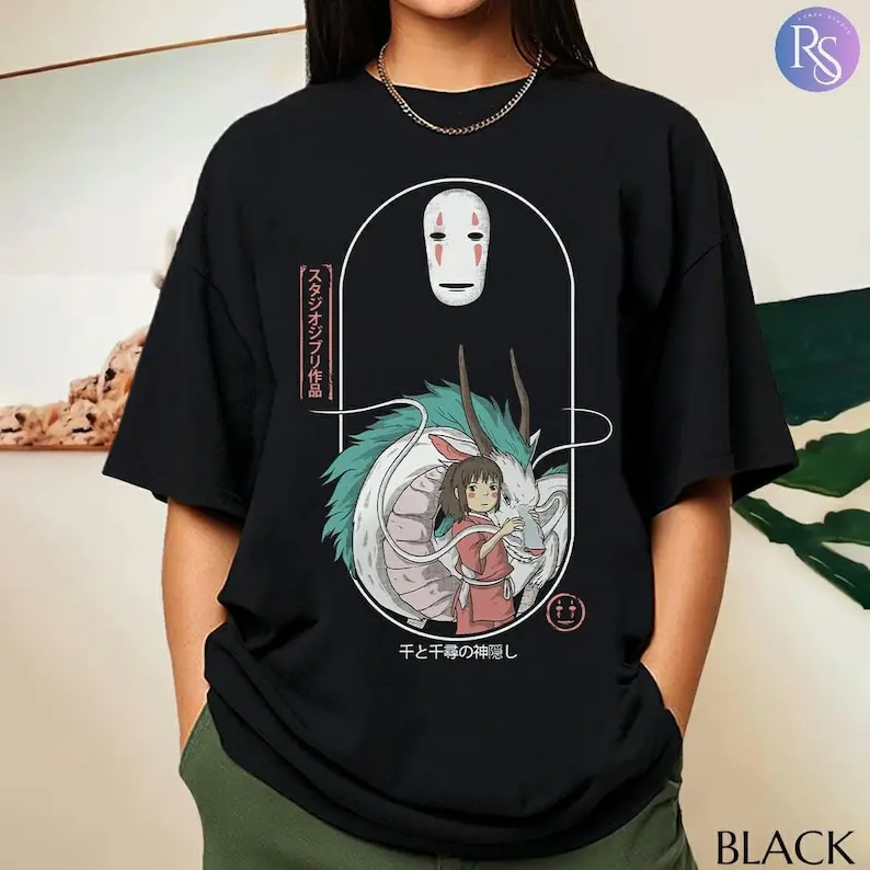 Spirited Away Character Shirt, Chihiro Haku No Face Shirt, Hayao Miyazak Fans Gift For Women and Man, Studio Ghibli Gift