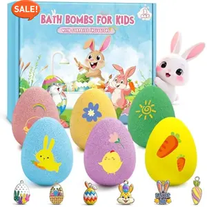 Easter Bath Bombs for Kids with Toys Surprise Inside, Natural Organic Kids Bath Bomb Fizzies, Handmade Dinosaur Egg Bubble Bath Set, Teen Easter Basket Stuffers Birthday Gifts for Boys Girls Ages 3-12