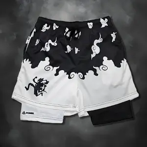 Men's Cartoon Anime Performance Shorts Manga Print 2 in 1 Gym Shorts Compression Stretchy Sports Shorts Quick Dry Training Fitness Workout,Father's Day Gift