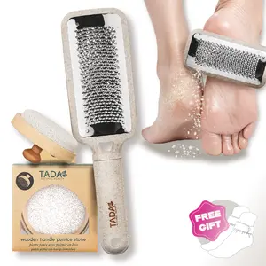 [FREE GIFT] TADA Foot Care Bundle - 2pcs Pumice Stone & Foot File Set for Feet, Soft Foot Scrubber and Instant Callus Remover Bundle Pedicure Care Tool Handle