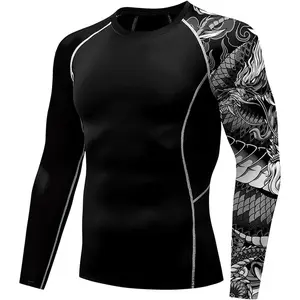 Men's Rash Guard Shirts Sun Protection UPF 50+ Long Sleeve BJJ Jiu Jitsu Fitness Running Fishing Swim T-Shirt|.com