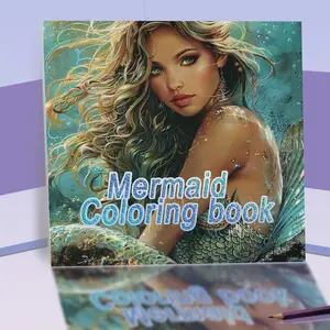Mermaid Pattern Coloring Book, 1 Count 20 Pages Mermaid Coloring Book, Stress Relief Coloring Book, Art Supplies for Adults & Teens