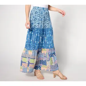 Denim & Co. Canyon Retreat Printed Ruffle Detail Tiered Skirt