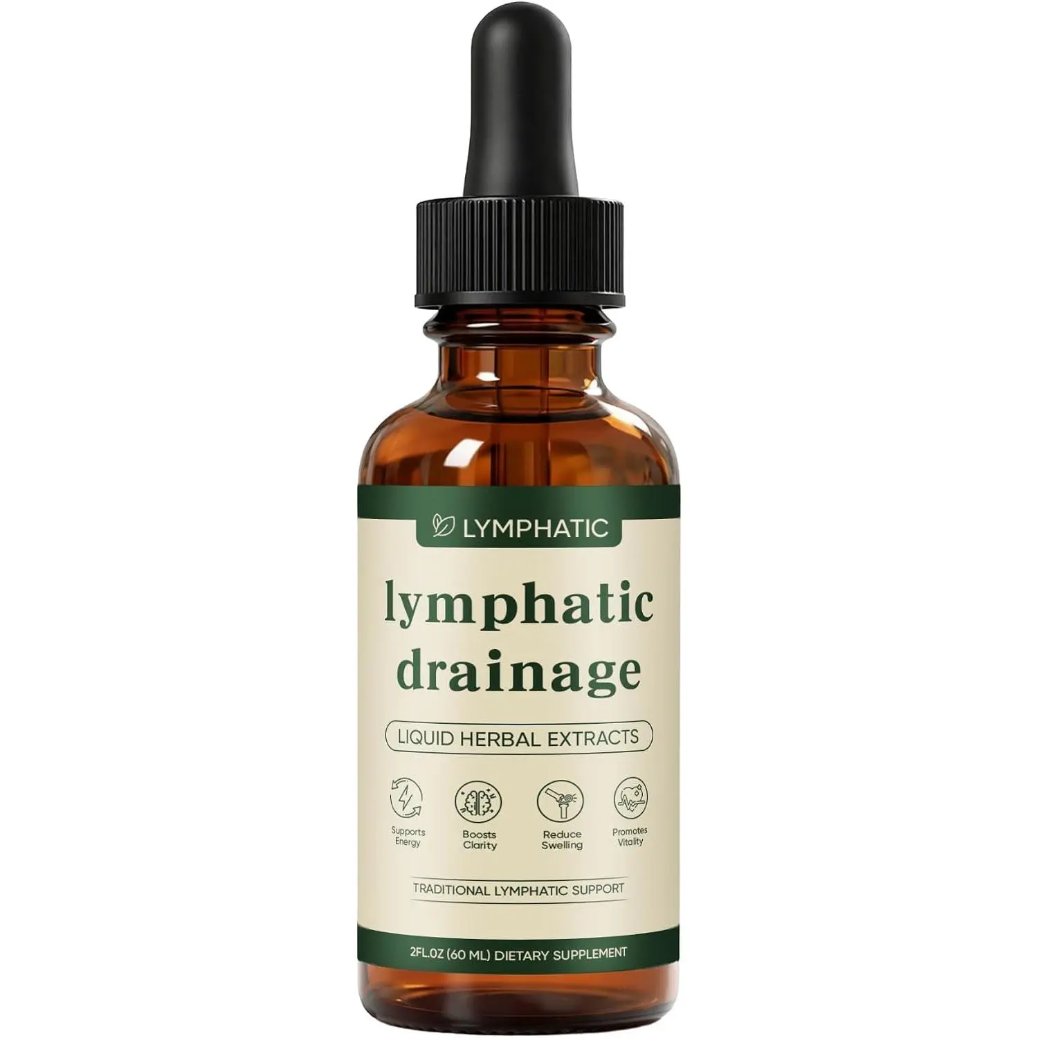 Lymphatic Drainage Drops, Bloat Relief & De-Puff, Immune & Lymph System Support Supplement, – Cleavers, Red Clover, Stillingia Root & Prickly Ash Bark, Fluid Retention, Vegan & Alcohol-Free, 2 Fl Oz