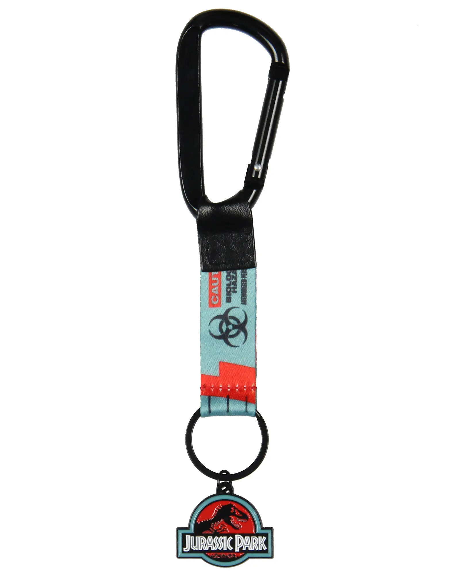 Jurassic Park Dinosaur Movie T Rex Caution Sign Volts Carabiner Keychain Key Ring Key Holder for Car Keys, House Keys
