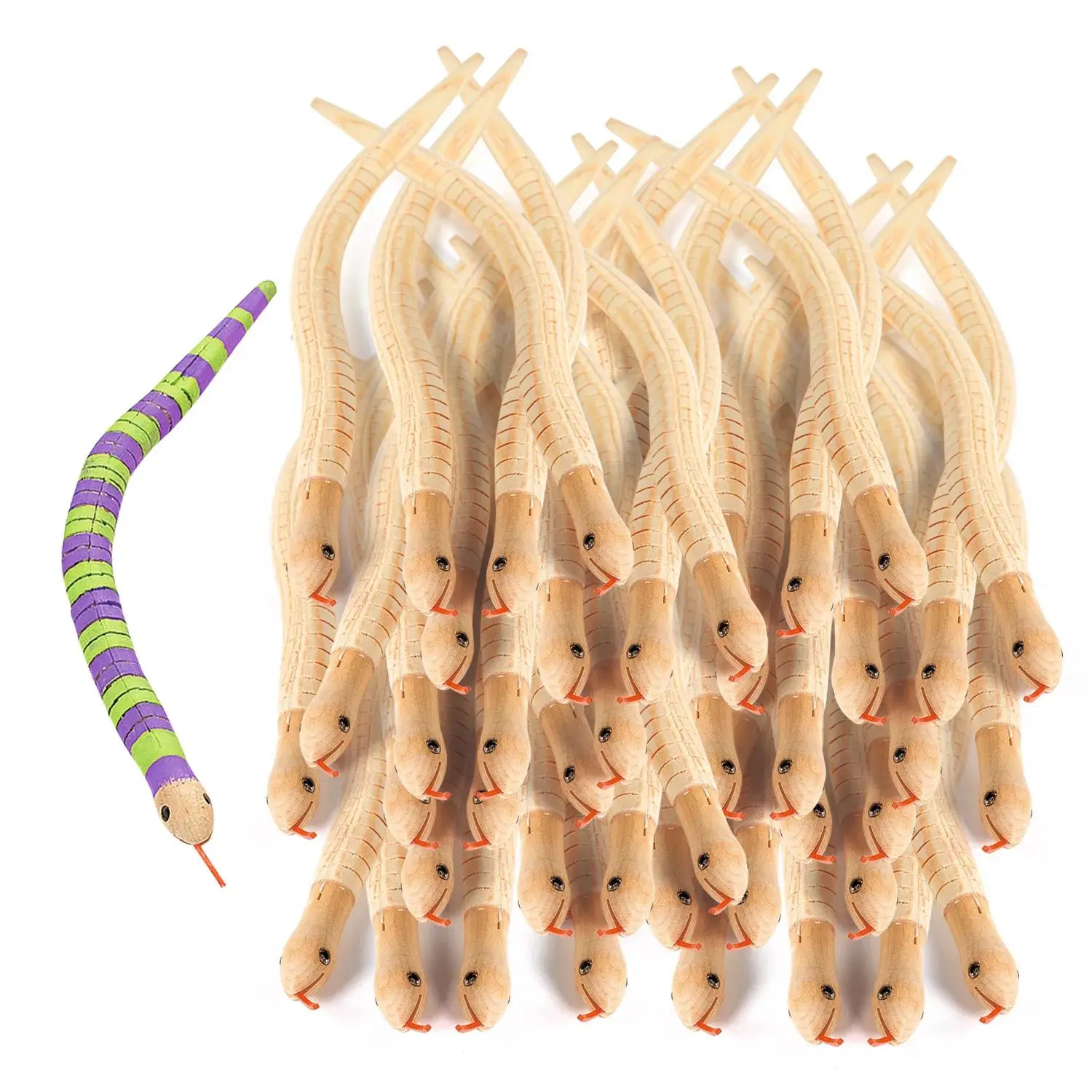 11 3/4" Bulk 48 Pc. DIY Unfinished Wood Classic Paintable Wiggly Snakes