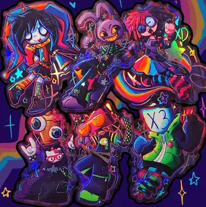 Scene-ish Holographic TADC Acrylic Keychain!!! Pomni, Jax, Ragatha, Kinger, Zooble, and Gangle