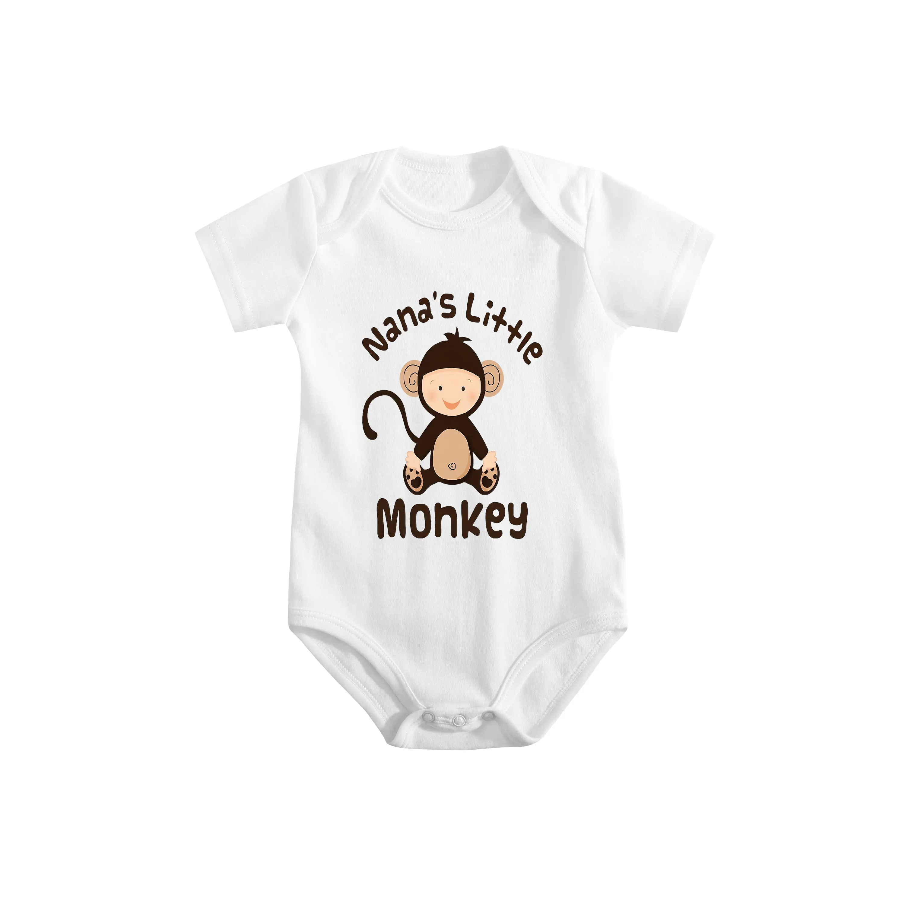 Nana's Little Monkey Baby Onesie - Soft Cotton Unisex Short-Sleeve Bodysuit, Cute Cartoon Monkey Graphic, Nana-Themed Infant Outfit for Baby Shower Gifting