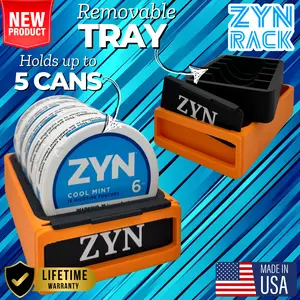 ZLYD Zyn RACK Blaze Orange Can Chiller Rack - Organized Storage Solution with Removable Tray, Custom Nameplate, and Durable Design