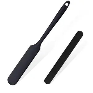 2pc Black Non-stick Reusable Silicone Wax Applicator Spatula Hard Wax Scraper for Home Salon Body Hair Removal