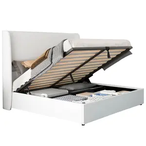 AMERLIFE Lift Up Storage Bed Frame Linen Upholstered Platform Bed/Hydraulic Storage/Modern Wingback Headboard/No Box Spring Needed,Best Gift Ideas/Christmas Gifts