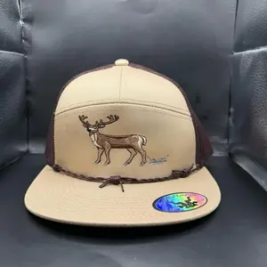 The Buck 7 Panel Hat with Deer Embroidery and Rope Detailing by Marfa Hat Company