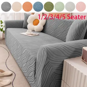 Stretchy Full Coverage Sofa Cover, Wave Pattern Couch Slipcover, Pet-Friendly Scratch-Resistant & Easy-Install Furniture Protector (1/2/3/4/5 Seater)