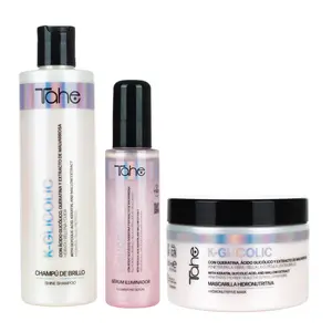 Tahe K-Glicolic Kit - Shampoo 300ml + Mask 300ml + Serum 100ml With Glycolic Acid And Keratin Helps Maintain you Straight Happy Hair.