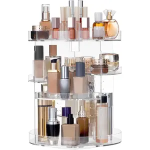 360 Rotating Makeup Organizer Plus Size Carousel Large Capacity Revolving Perfume Organizer Skincare Organizers Cosmetic Spinning Holder for, Clear