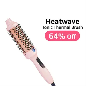 Thermal Brush-Blowout Wavy Boost 1.5 inch Heated Round Brush, Dual Voltage, Pink, Hair Heated Curler Brush,Negative Ions Single,for wavy hair,Styling,long-lasting wave,Curling Irons,Detangler Straightening, Ionic Adjustable Heat,Perfect Curls,hair curler,