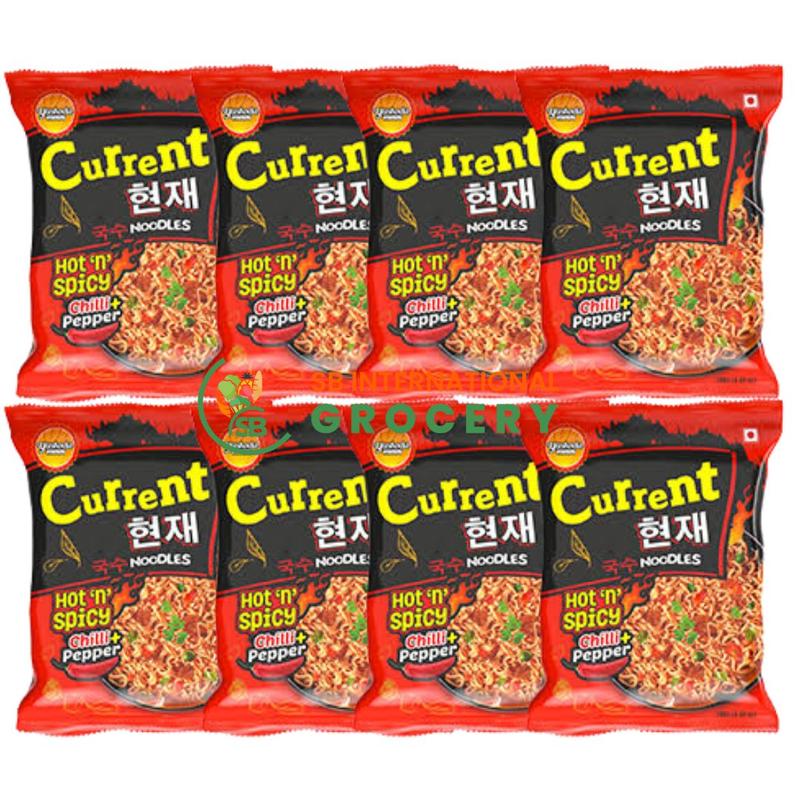 Nepali Current Noodles Spicy Instant Ramen - Hot & Spicy Flavor Pack of 8 - Quick Prep Instant Food Snacks - Authentic Nepali Taste - Variety Pack for Families or Parties